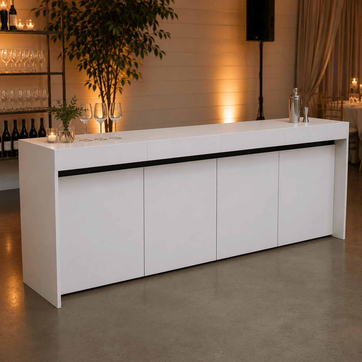 4m Straight Bar Counter - White