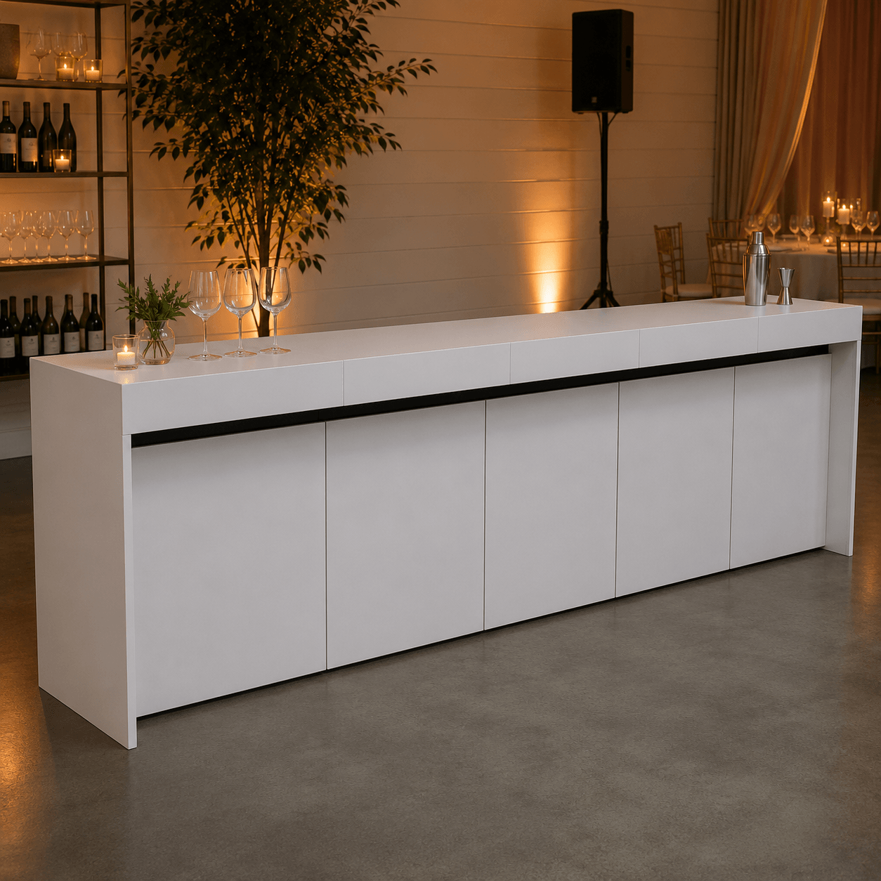 5m Straight Bar Counter - White