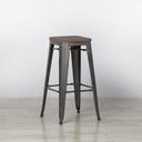 Grey Tolix Style Stool Wooden Seat