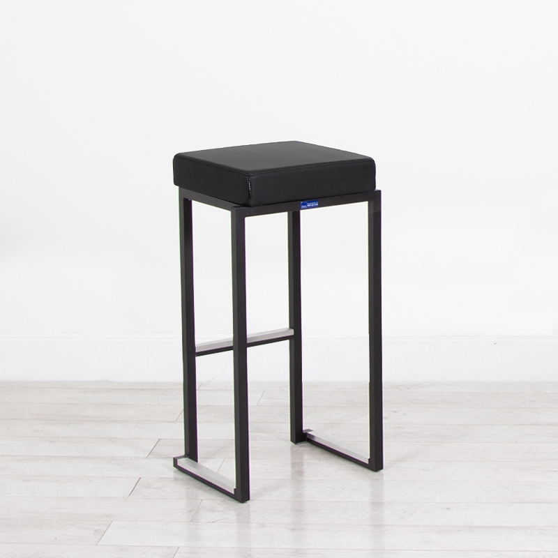 Nevada Stool - Black Base Black Leather Pad