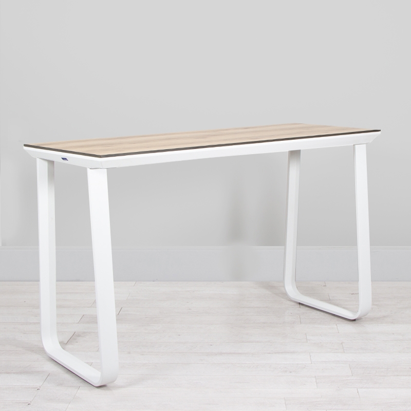 Utah Double Poseur Table - White Base Natural Oak Top