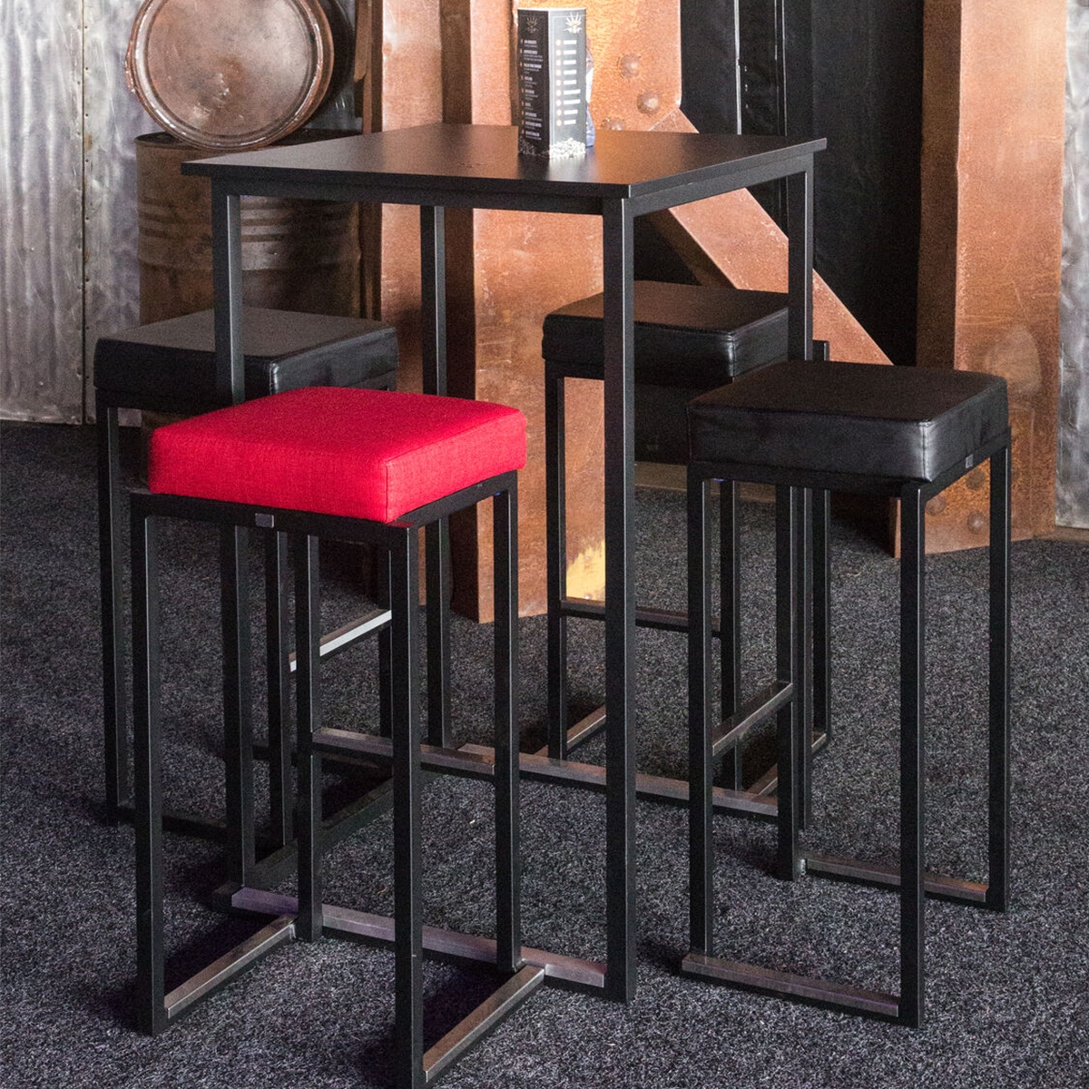 Nevada Stool - Black Base Black Leather Pad