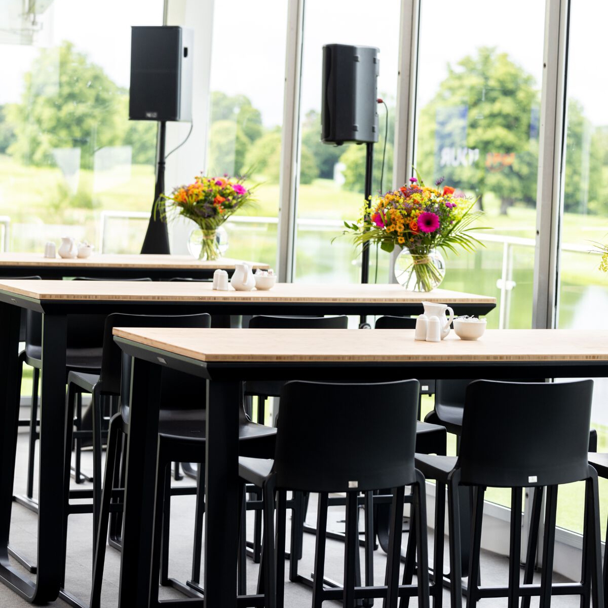 Utah Double Poseur Table - Black Base Black Top