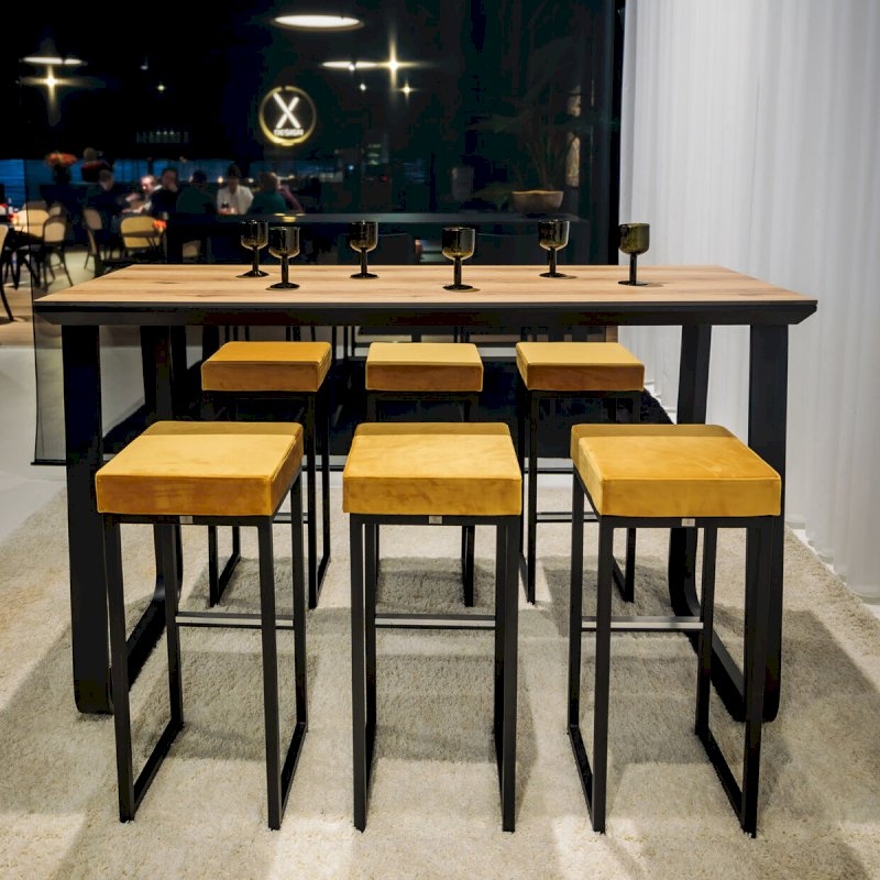 Utah Double Poseur Table - Black Base Black Top