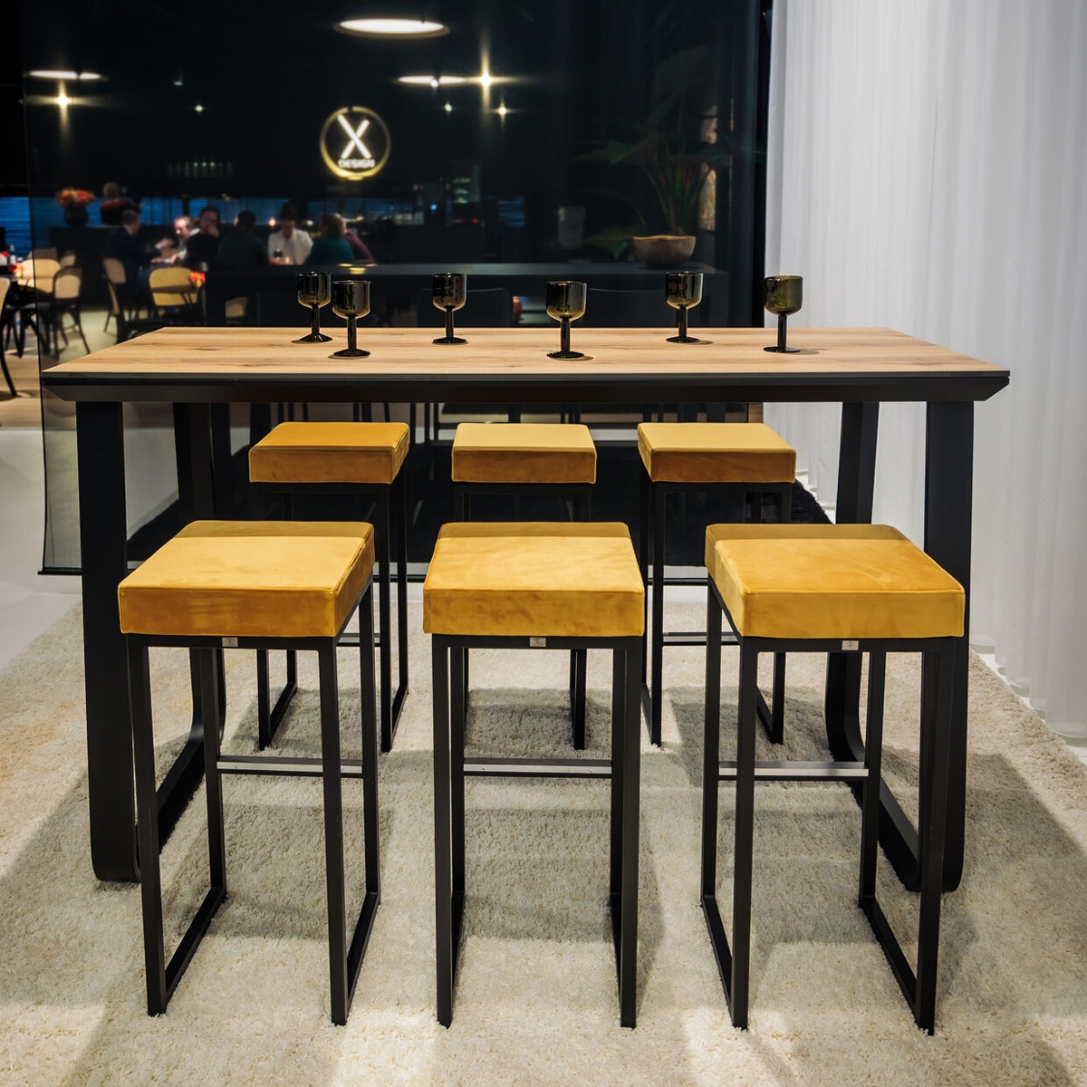 Utah Double Poseur Table - Black Base Black Top