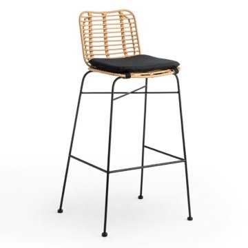 Miami Bar Stool - Natural with Black Cushion Miami Bar Stool - Natural with Black Cushion