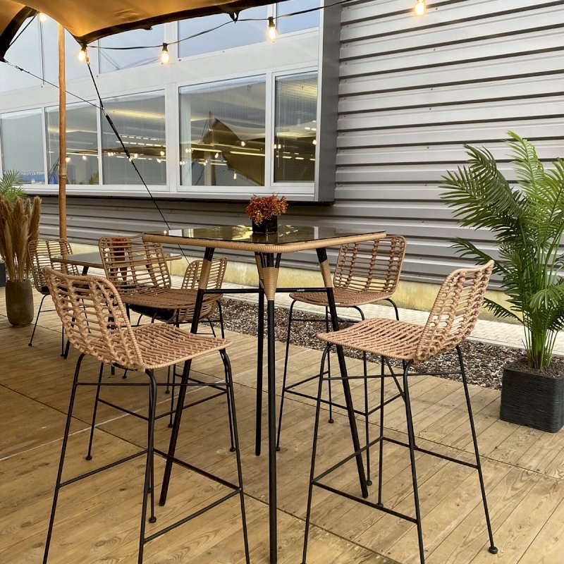 Miami Bar Stool - Natural with Black Cushion