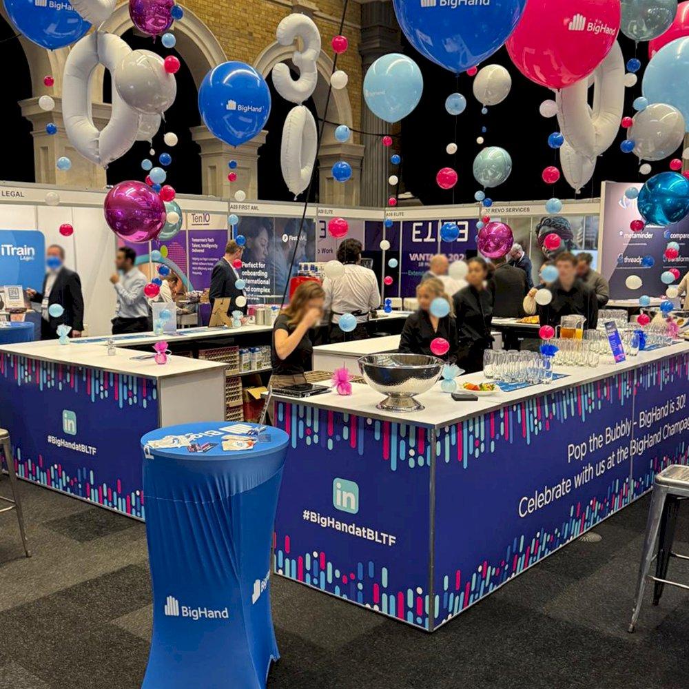 Our brand new 4 x 5m white modular bar, branded for our client.