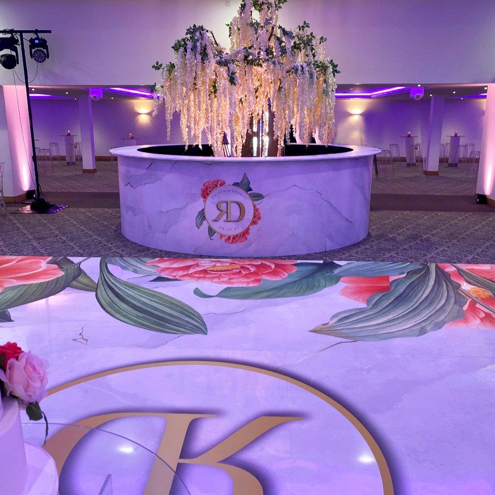 Large circular bar fully customised for our clients wedding.