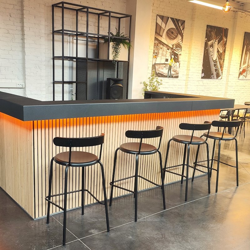 2m U-Shaped Bar - Oak Slatted