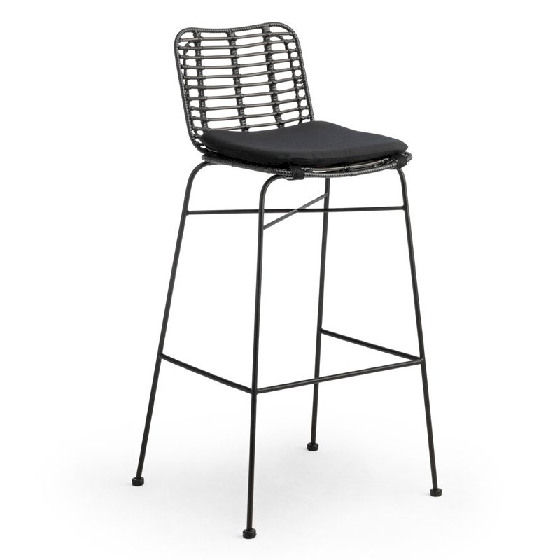 Miami Bar Stool - Black with Black Cushion
