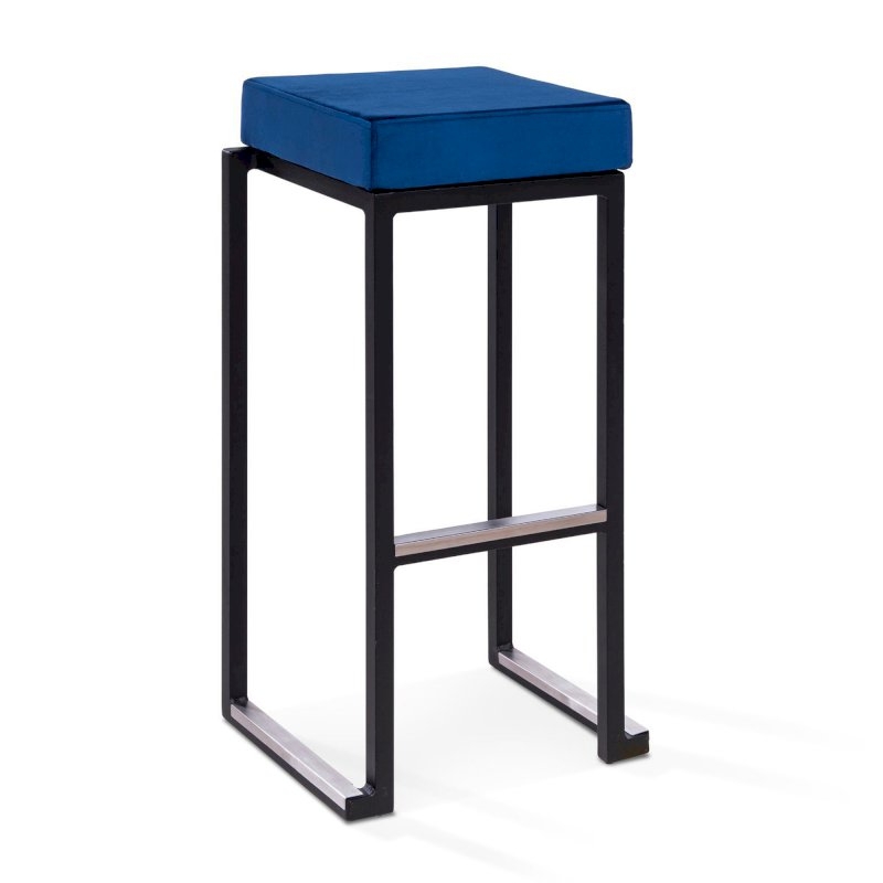 Nevada Bar Stool - Black Base Blue Pad