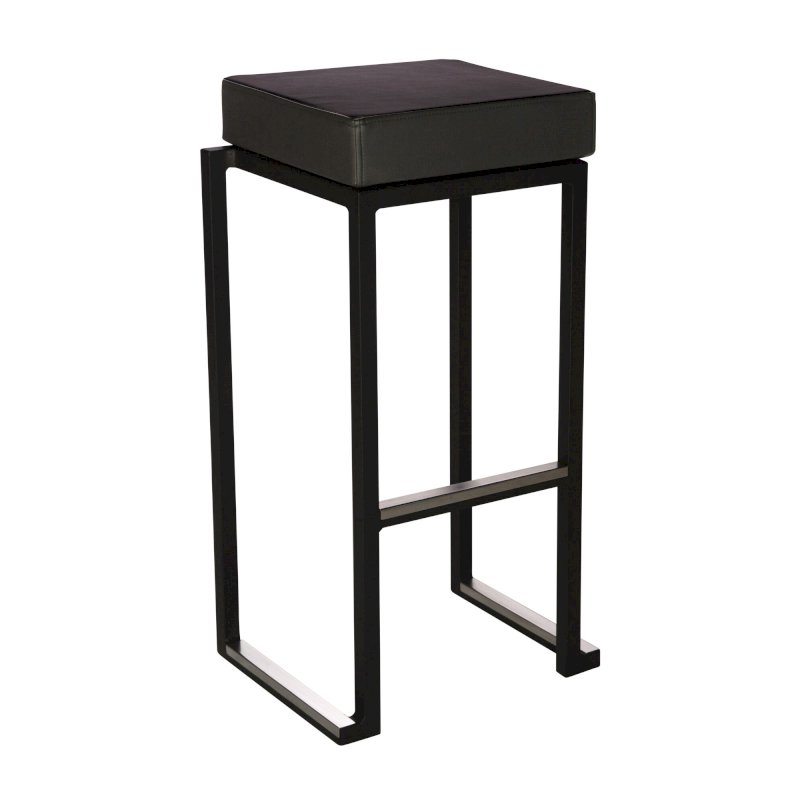 Nevada Bar Stool - Black Base Black Leather Pad