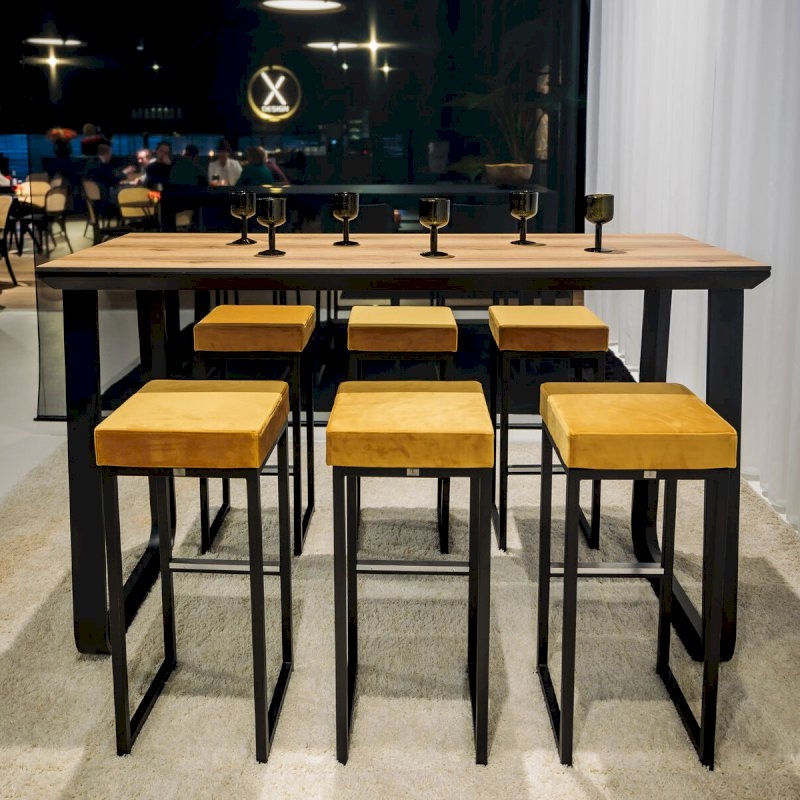 Utah Double Poseur Table - Black Base Black Top