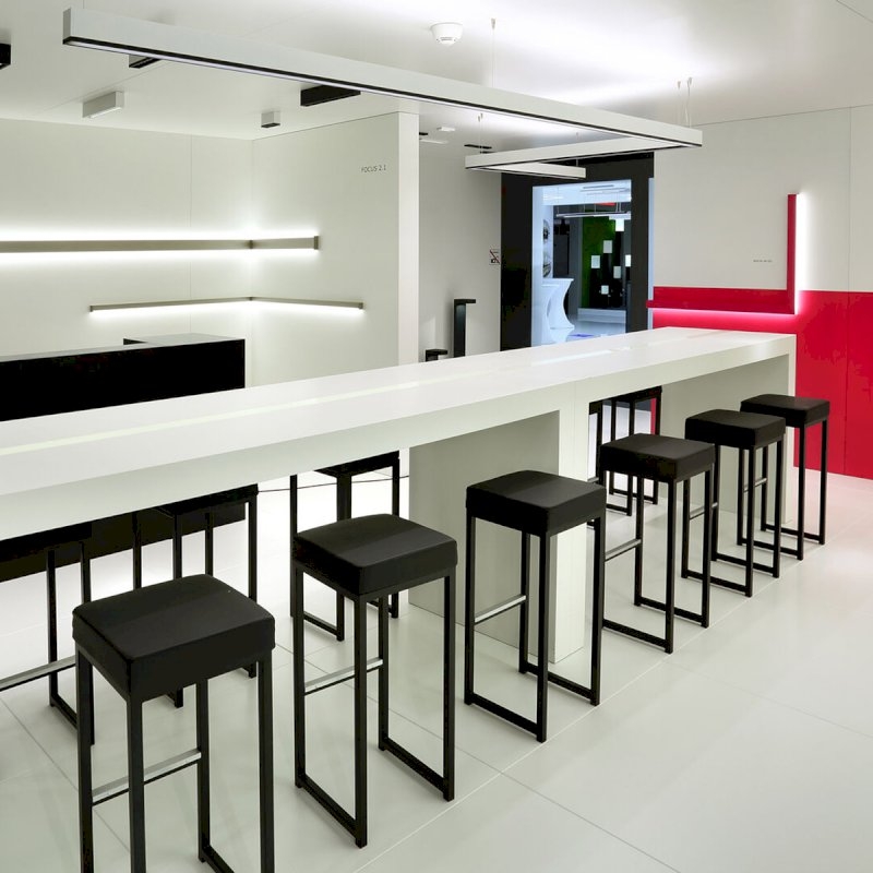 Nevada Bar Stool - Black Base Black Leather Pad